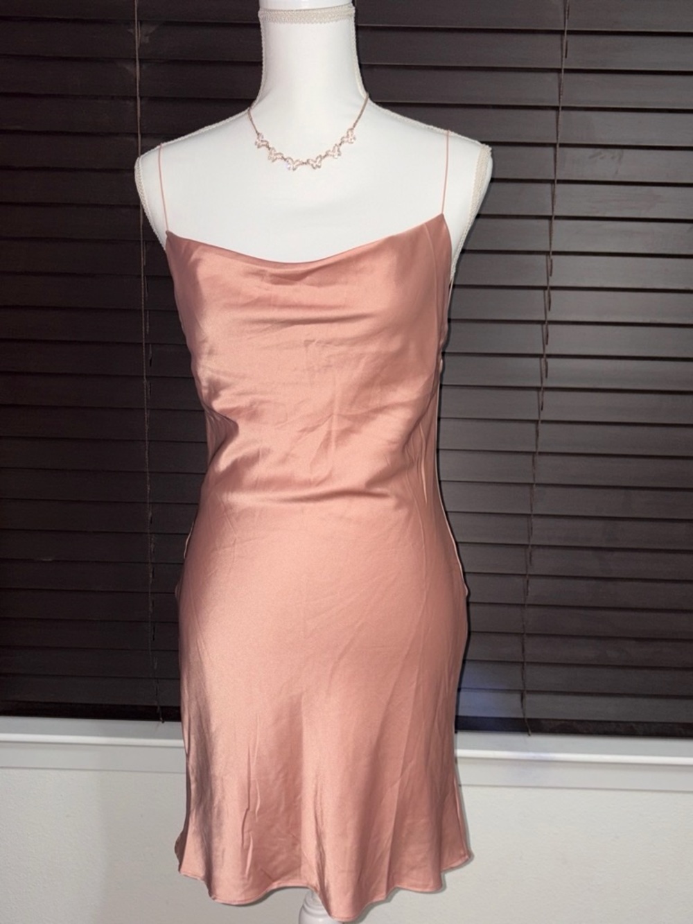 Fashion Nova Rose Gold Satin Slip Mini Dress